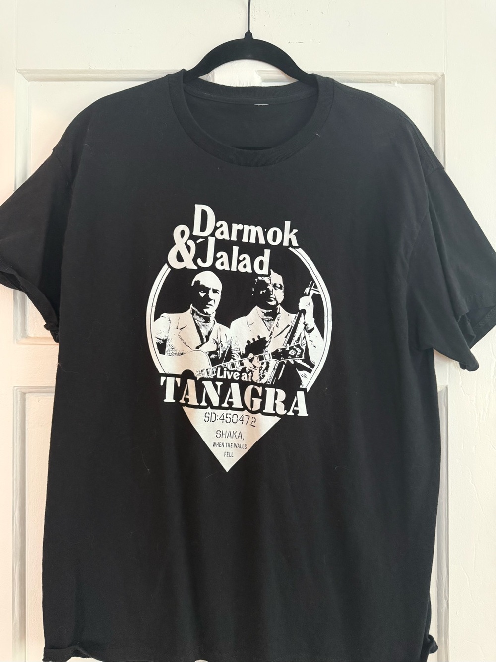 Source Unknown Black Graphic Tee with White 'Darmok & Jalad Tanagra' Print